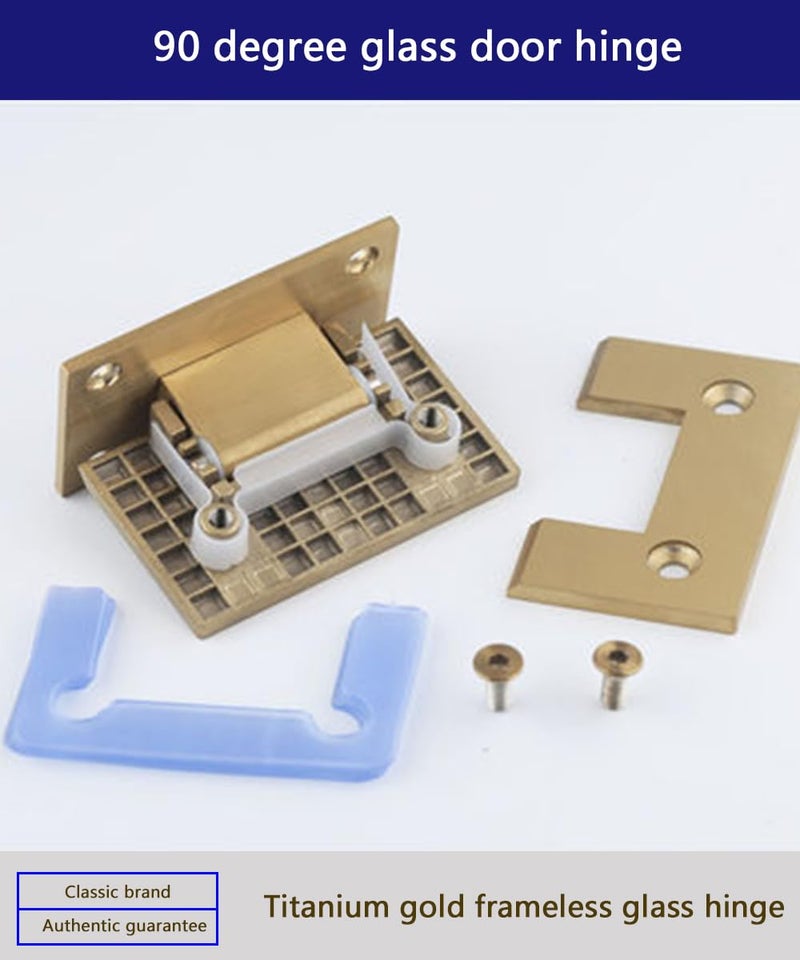 WANLIAN 2pcs Heavy Duty 90 Degree Glass Door Cupboard Showcase Cabinet Clamp Glass Shower Doors Hinge Replacement Part Wall-to-Glass Stainless Steel Brushed Nickel Gold (90 Degree) - Image 4